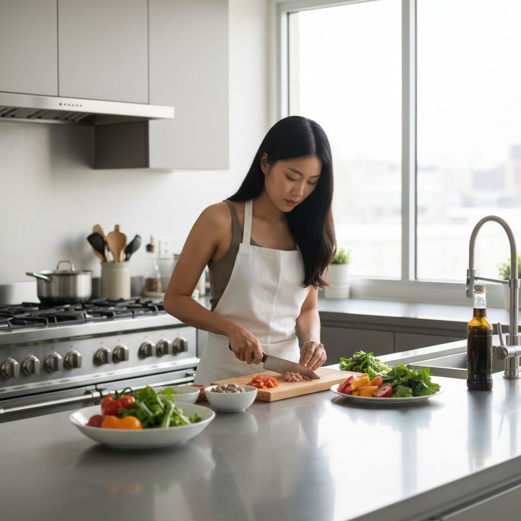 Person preparing healthy meal with fresh ingredients