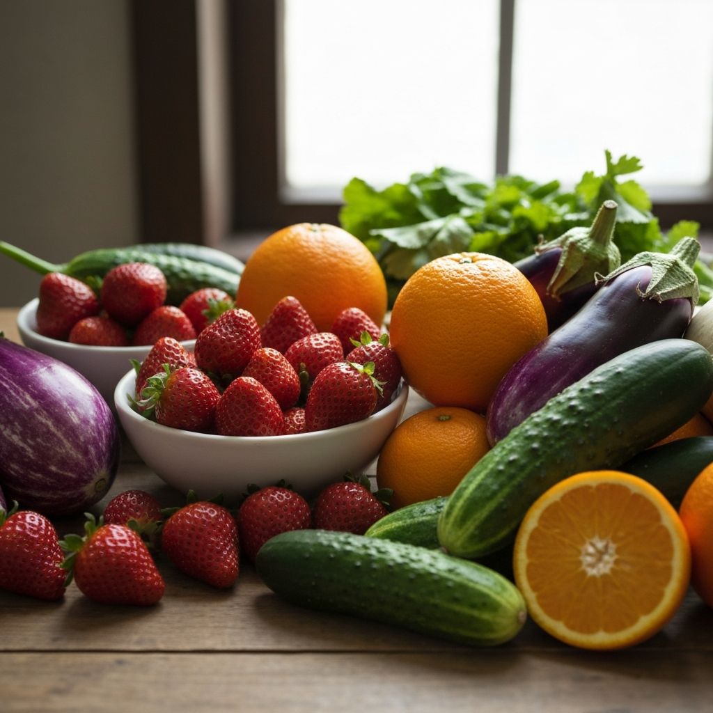 Fresh vegetables and fruits representing balanced nutrition